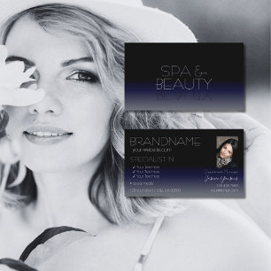 Stijlvolle zwarte en blauwe Chic Mirror-lettertype Visitekaartje