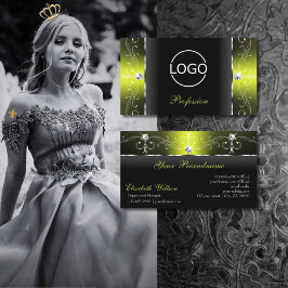 Stijlvolle zwarte en gelkankegelvormige juwelen vo visitekaartje