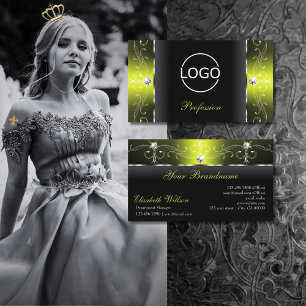 Stijlvolle zwarte en gelkankegelvormige juwelen vo visitekaartje