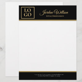Stijlvolle zwarte en gouden achtergrond briefhoofd