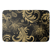 Stijlvolle zwarte en gouden bath Mat