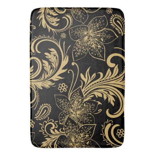 Stijlvolle zwarte en gouden bath Mat (Voorkant Verticaal)
