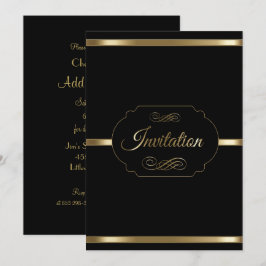 Stijlvolle zwarte en gouden feesttemplate kaart
