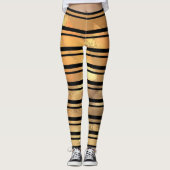 Stijlvolle zwarte en gouden glitterstripes leggings (Voorkant)