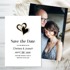 Stijlvolle zwarte en gouden liefdeshartjes save th the date