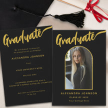 Stijlvolle Zwarte en Gouden Script Afstudeerfoto
