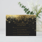 Stijlvolle zwarte en gouden sneeuwvlokken - RSVP (Staand voorkant)