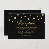 Stijlvolle zwarte en gouden stippen bruiloftsrecep informatiekaartje (Voorkant / Achterkant)
