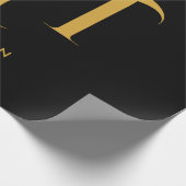 Stijlvolle zwarte en goudmonogram Initialen Cadeaupapier (Hoek)