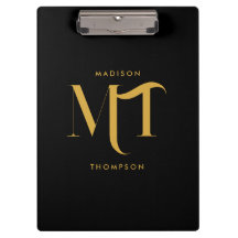 Stijlvolle zwarte en goudmonogram Initialen