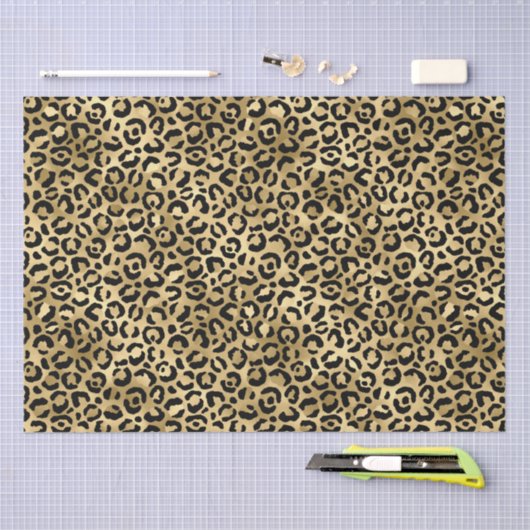 Stijlvolle zwarte en goudolierijsplakken Safari Tissuepapier (Craft)