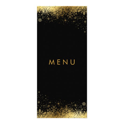 Stijlvolle zwarte en goudsneeuwvlokken - Menu (Voorkant)