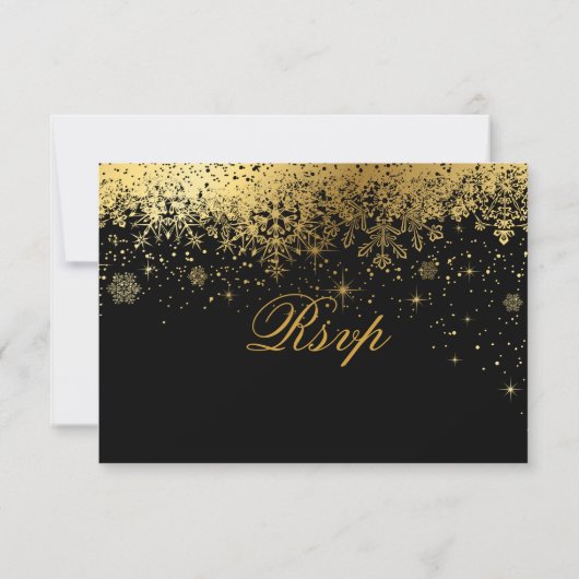 Stijlvolle zwarte en goudsneeuwvlokken - RSVP (Achterkant)