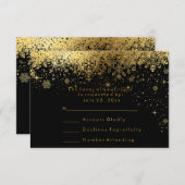 Stijlvolle zwarte en goudsneeuwvlokken - RSVP (Voorkant / Achterkant)