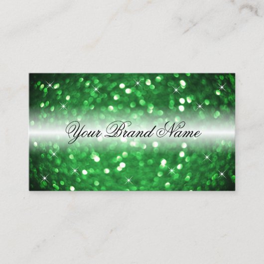 Stijlvolle zwarte en groene mousserende glitter Mo Visitekaartje (Voorkant)