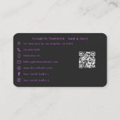 Stijlvolle zwarte en Paarse Afro-Amerikaanse nagel Visitekaartje (Achterkant)