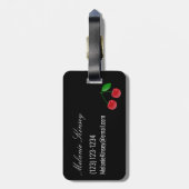 Stijlvolle zwarte en rode kersen op maat bagagelabel (Achterkant verticaal)