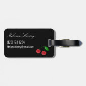 Stijlvolle zwarte en rode kersen op maat bagagelabel (Achterkant horizontaal)