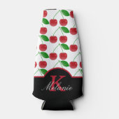 Stijlvolle zwarte en rode kersen op maat flesjeskoeler (Voorkant)