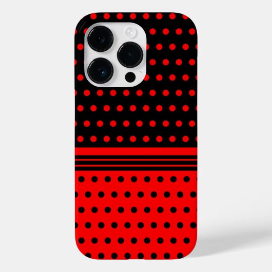 Stijlvolle zwarte en rode polka stippen en strepen Case-Mate iPhone case (Achterkant)