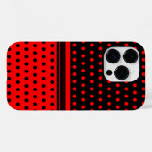 Stijlvolle zwarte en rode polka stippen en strepen Case-Mate iPhone case (Achterkant (horizontaal))