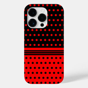 Stijlvolle zwarte en rode poolpuntjes en stripes Case-Mate iPhone 14 pro hoesje