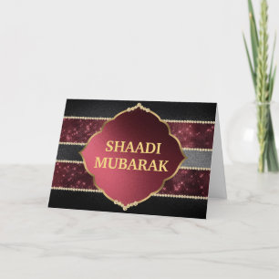 Stijlvolle zwarte en rode Shaadi Mubarak Kaart