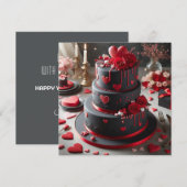 Stijlvolle zwarte en rode Valentijn taart Feestdagenkaart (Voorkant / Achterkant)