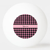 Stijlvolle zwarte en roze glittercheques pingpongbal (Achterkant)
