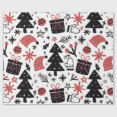 Stijlvolle zwarte en roze kerstcadeauomslag cadeaupapier (Vlak)