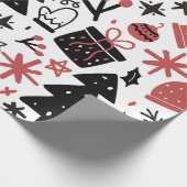 Stijlvolle zwarte en roze kerstcadeauomslag cadeaupapier (Hoek)