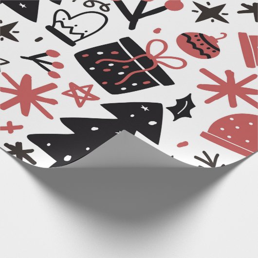 Stijlvolle zwarte en roze kerstcadeauomslag cadeaupapier (Hoek)