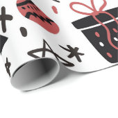 Stijlvolle zwarte en roze kerstcadeauomslag cadeaupapier (Rol Hoek)