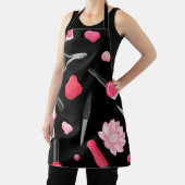 Stijlvolle zwarte en roze nagellak flesmanicure schort (Insitu)