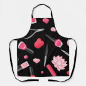 Stijlvolle zwarte en roze nagellak flesmanicure schort (Voorkant)