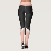 Stijlvolle zwarte en roze witte strepen en naam leggings (Achterkant)