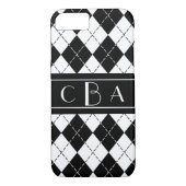 Stijlvolle zwarte en witte Argyle-monogrammen Case-Mate iPhone Case (Achterkant)