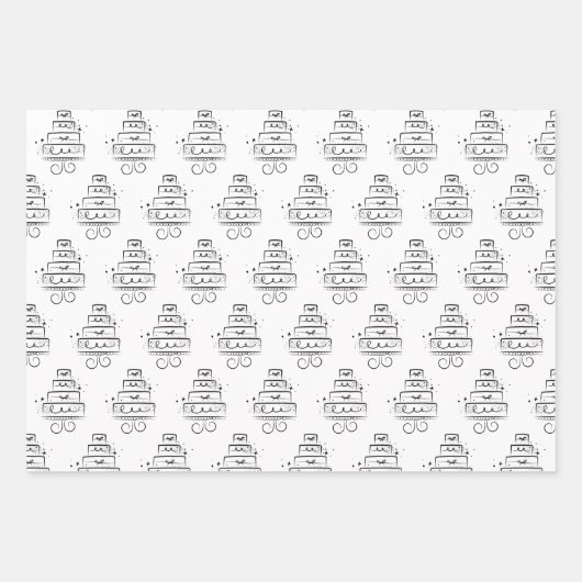 Stijlvolle zwarte en witte bridal/bruiloft inpakpapier vel (Voorkant 2)