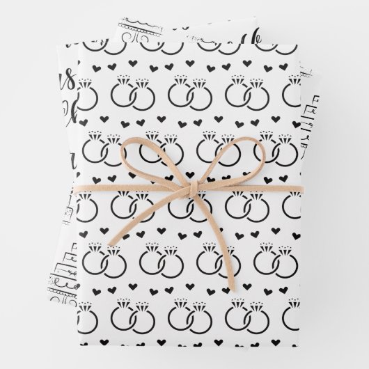 Stijlvolle zwarte en witte bridal/bruiloft inpakpapier vel (In situ)