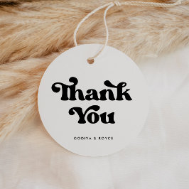 Stijlvolle, zwarte en witte bruiloft bedankjes labels