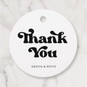 Stijlvolle, zwarte en witte bruiloft bedankjes labels (Voorkant)