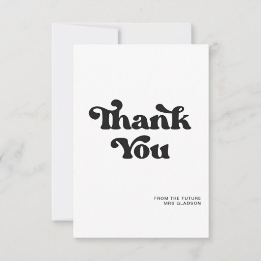 Stijlvolle, zwarte en witte bruiloft bedankkaart (Voorkant)