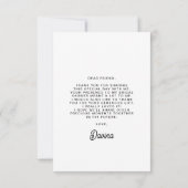 Stijlvolle, zwarte en witte bruiloft bedankkaart (Achterkant)