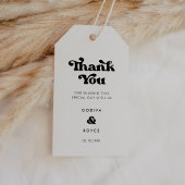 Stijlvolle, zwarte en witte bruiloft cadeaulabel