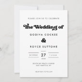 Stijlvolle, zwarte en witte bruiloft kaart (Voorkant)