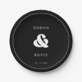 Stijlvolle, zwarte en witte bruiloft papieren bordje (Voorkant)