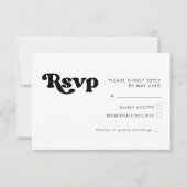 Stijlvolle, zwarte en witte bruiloft RSVP-kaart RSVP Kaartje (Voorkant)