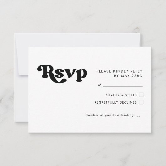 Stijlvolle, zwarte en witte bruiloft RSVP-kaart RSVP Kaartje (Voorkant)