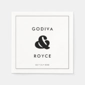 Stijlvolle, zwarte en witte bruiloft servet (Voorkant)