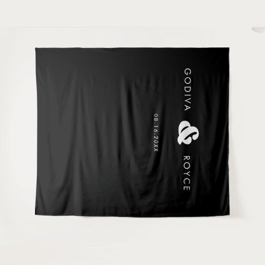 Stijlvolle, zwarte en witte bruiloft wandkleed (Voorkant (horizontaal))